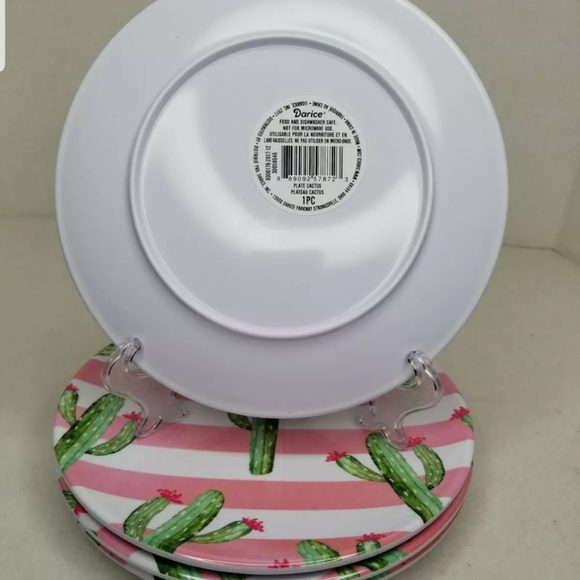 Cactus Desert Plates Appetizer Snack Salad Side Plates Dining Set of 4 Melamine - Picture 4 of 4